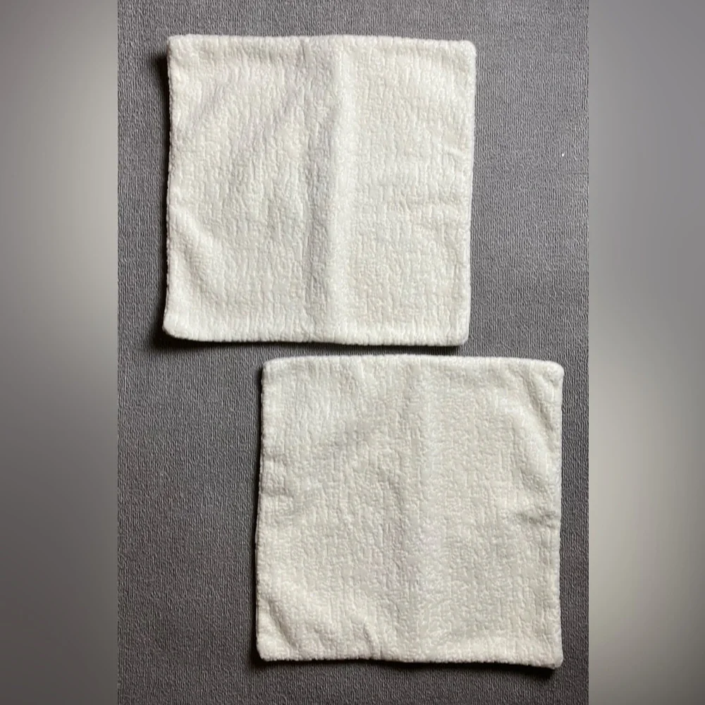 Set of Two White Textured Pillow Covers- 16”x16”